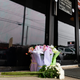 Flowers left outside the scene of the shooting that left four dead in Atlanta, Georgia.